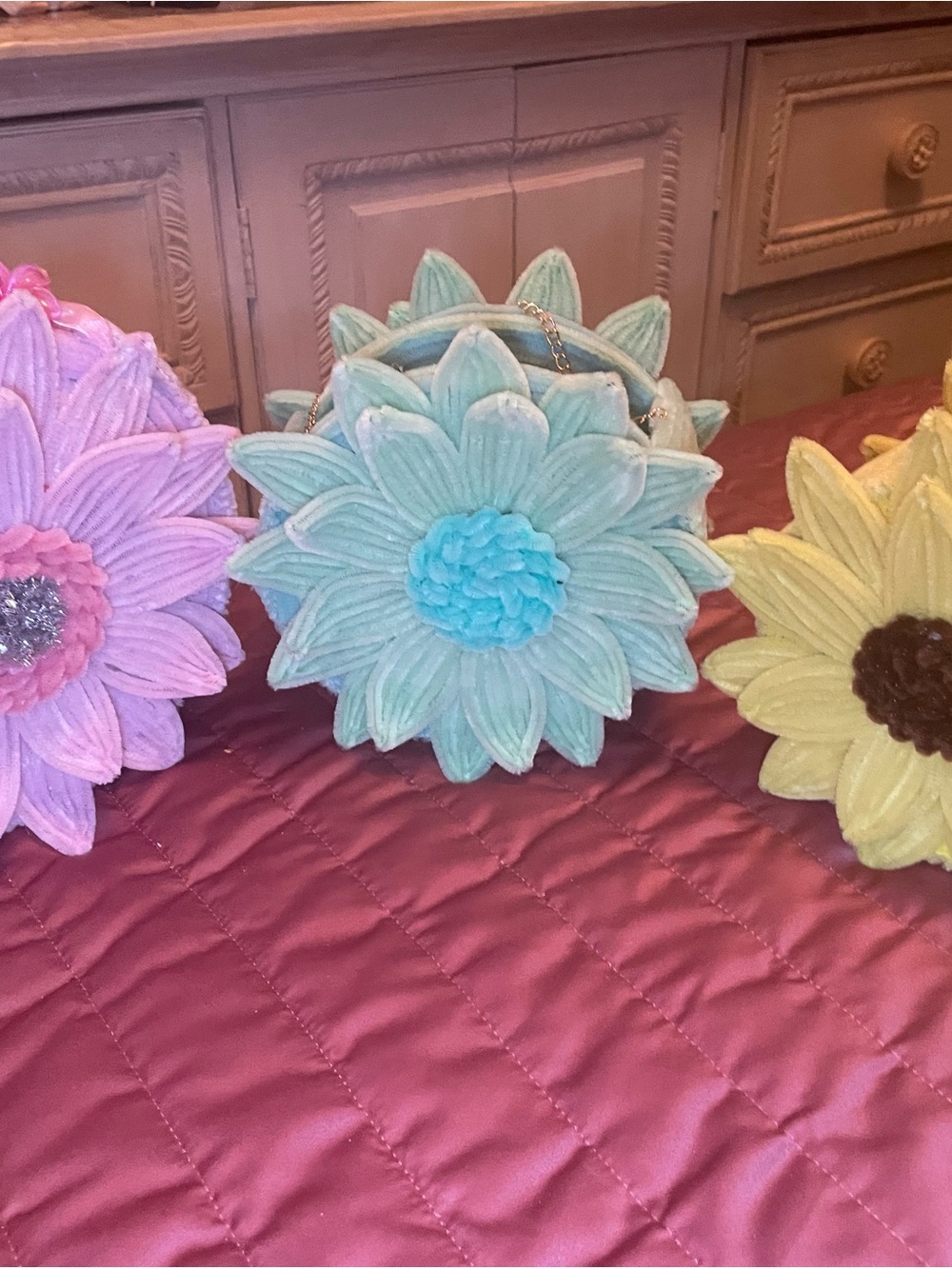 Handmade Flower Shaped Multicolor Purse with Strap